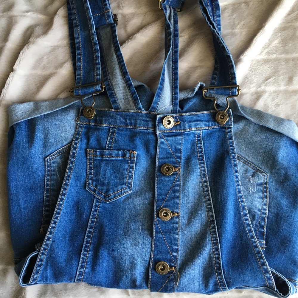 Medium wash overall jeans